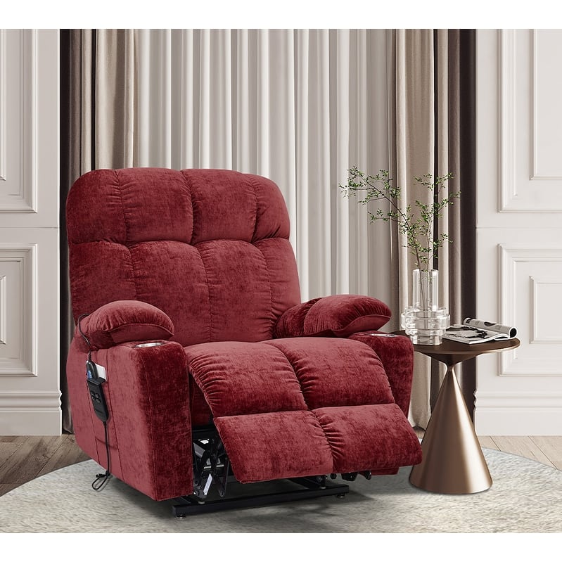 Dual Motor Power Lift Recliner, Fabric Recliner Sofa Chair for Elderly