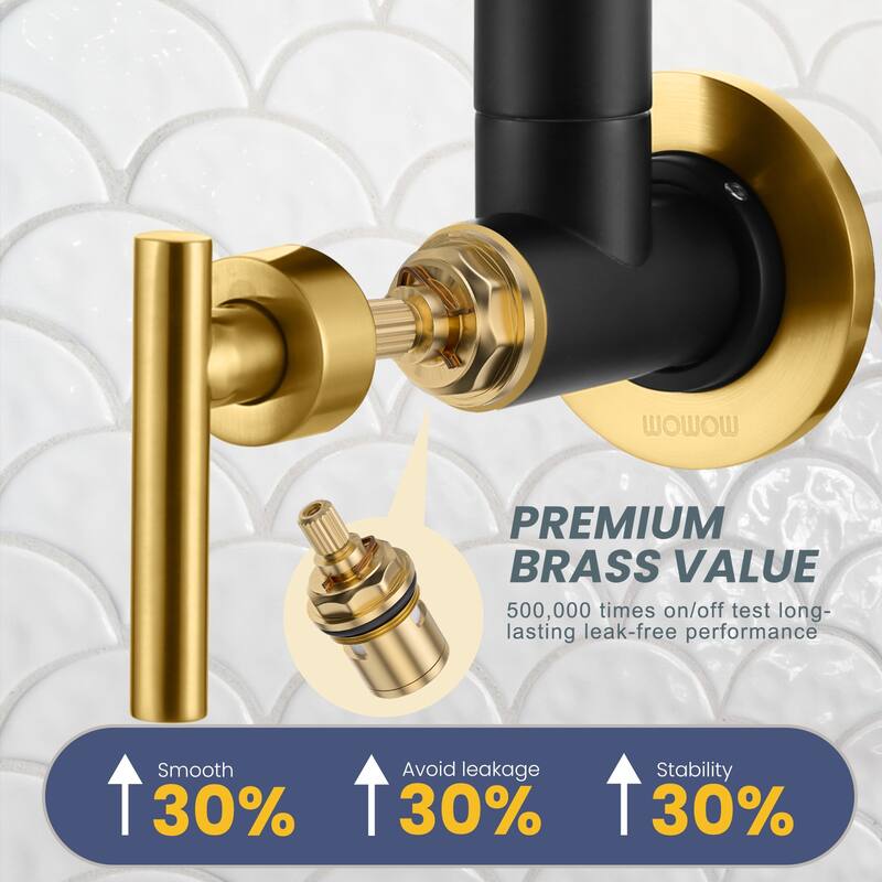 WOWOW Wall Mounted Pot Filler with Control Double Joint Swing Arm