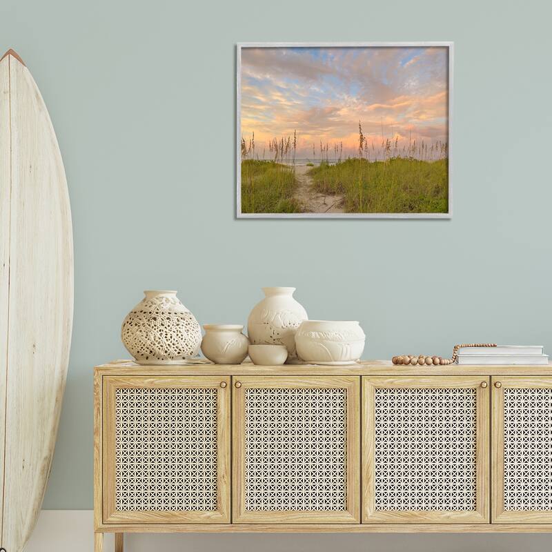 Stupell Serene Coastal Path Grasses Framed Giclee Art Design By Mary Lou Johnson