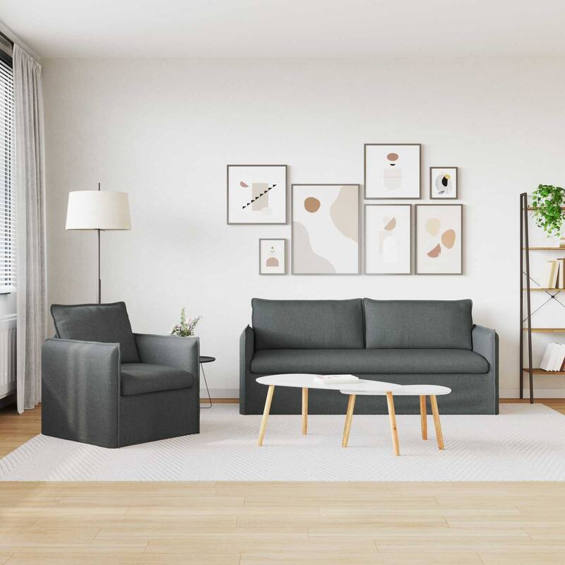 vidaXL Sofa 2 pcs Dark Grey 196 x 82 x 85 cm Fabric