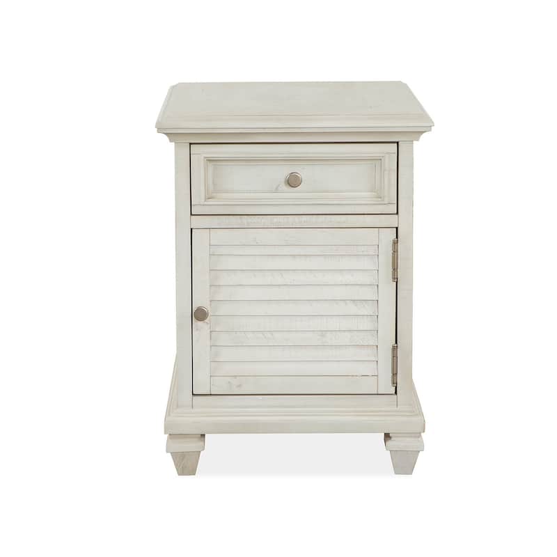Magnussen Home Newport Alabaster Chairside End Table - 18''W x 24''D x 24''H