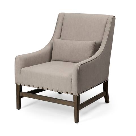 Kensington Cream Linen Upholstered High Back Wooden Frame Accent Chair