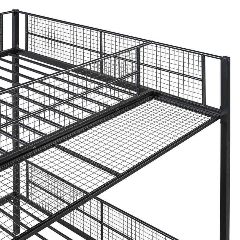 Twin Over Full Metal Bunk Bed with 5-Tier Shelves & Storage - 350LB Capacity