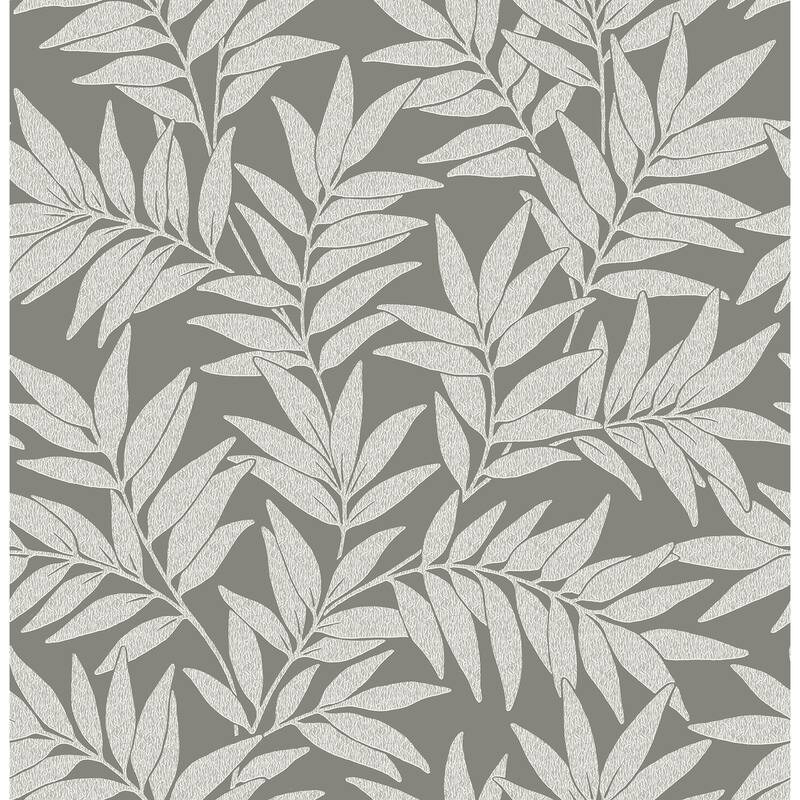 A-Street Prints Morris Dark Grey Leaf Wallpaper