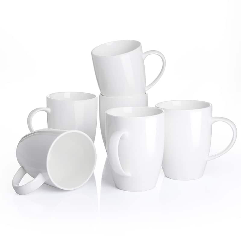 Panbado Blance 6-Piece White Porcelain Mugs - 12 Oz