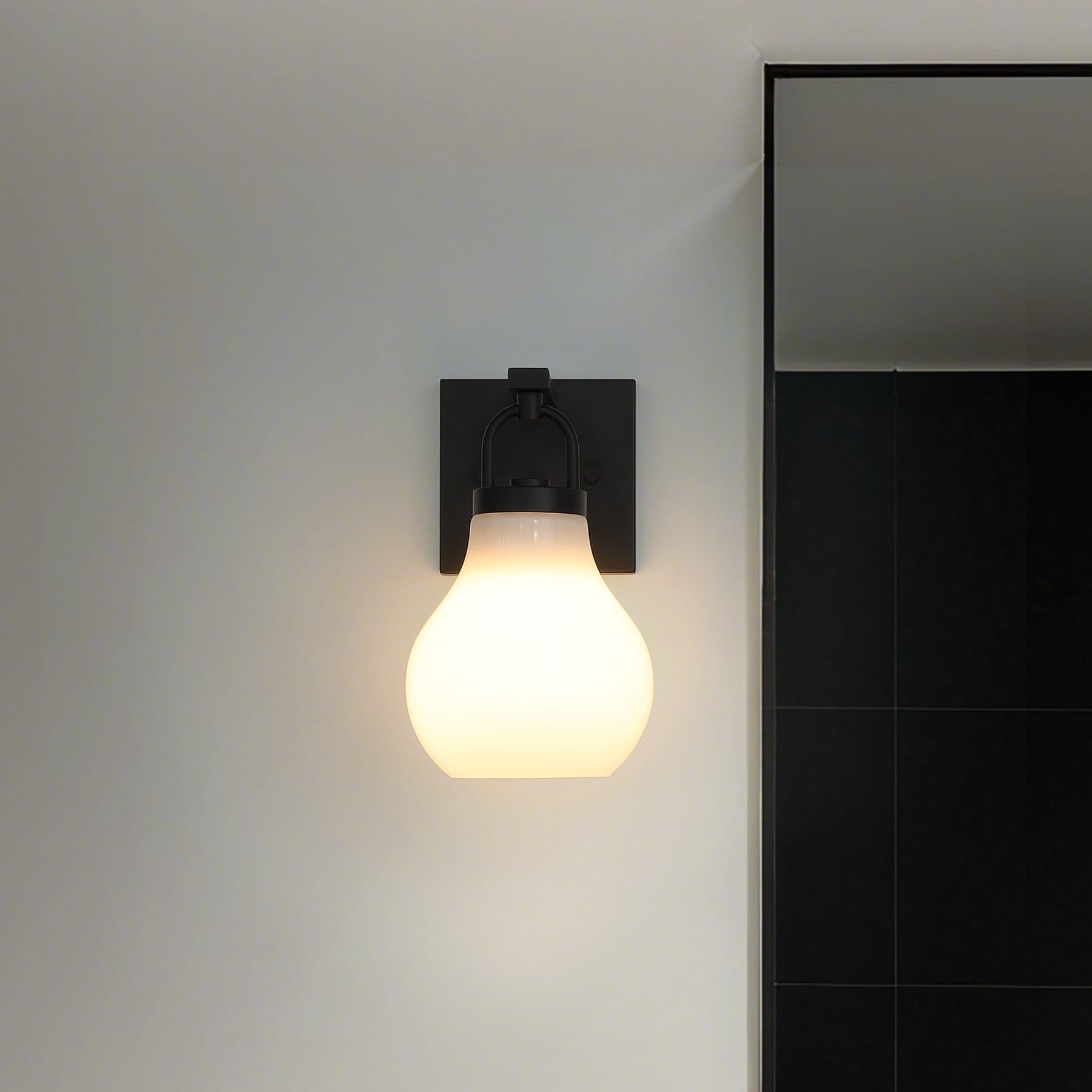 Thesis Mansfield 6-inch 1-light Matte Black Vanity Light with Opal Glass Shade