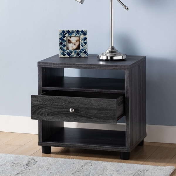 Distressed black online end table