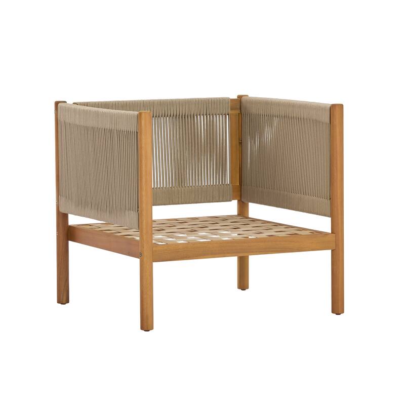 Christopher Knight Home - Outdoor Acacia Wood Club Chair with Rope Panels and Cushions
