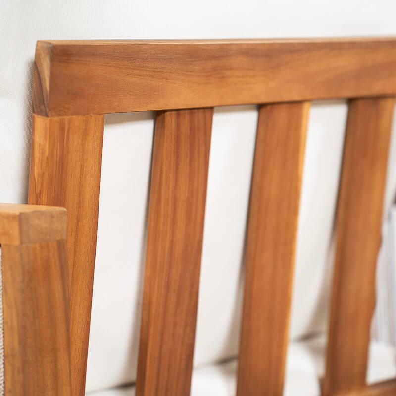 Christopher Knight Home - Valmont Modern Outdoor Acacia Wood Dining Arm Chair with Rope Back & Washable Cushion, Set of 2