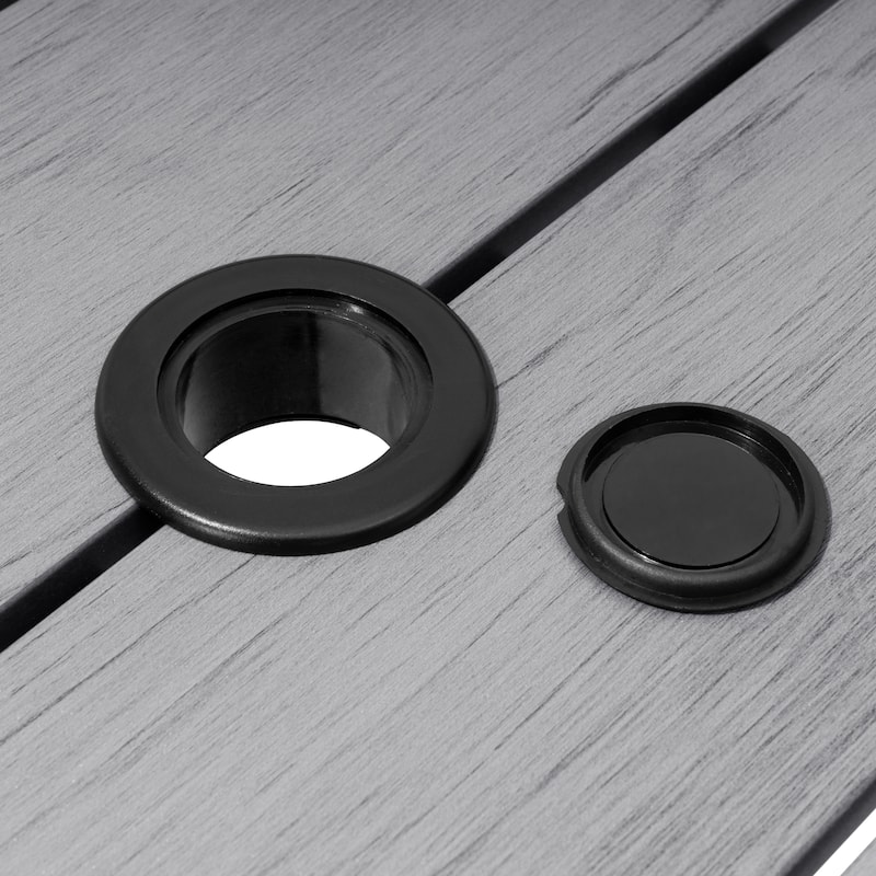 Outdoor Aluminum Patio Dining Table Rectangle with Umbrella Hole - 82.7 in L * 37.8 in W * 28.9 in H