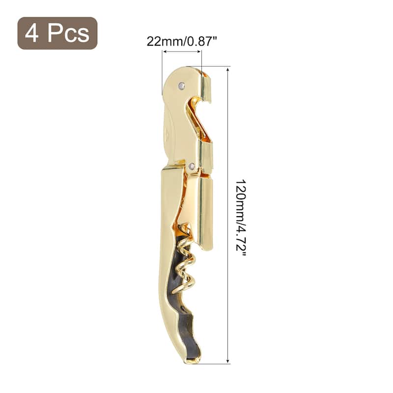 4Pcs 5" Wine Openers Waiter Corkscrew Red Wine Bottle Opener - Gold