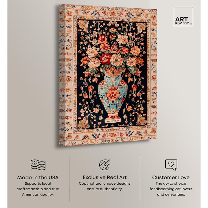 Persian Vase and Flowers II Canvas by Art Remedy, Gallery Wrapped