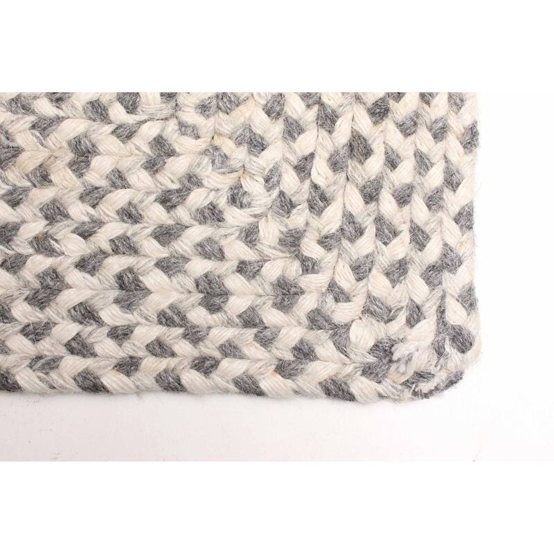 ECARPETGALLERY Braid weave Sienna Light Grey Wool Rug - 2'6 x 4'6