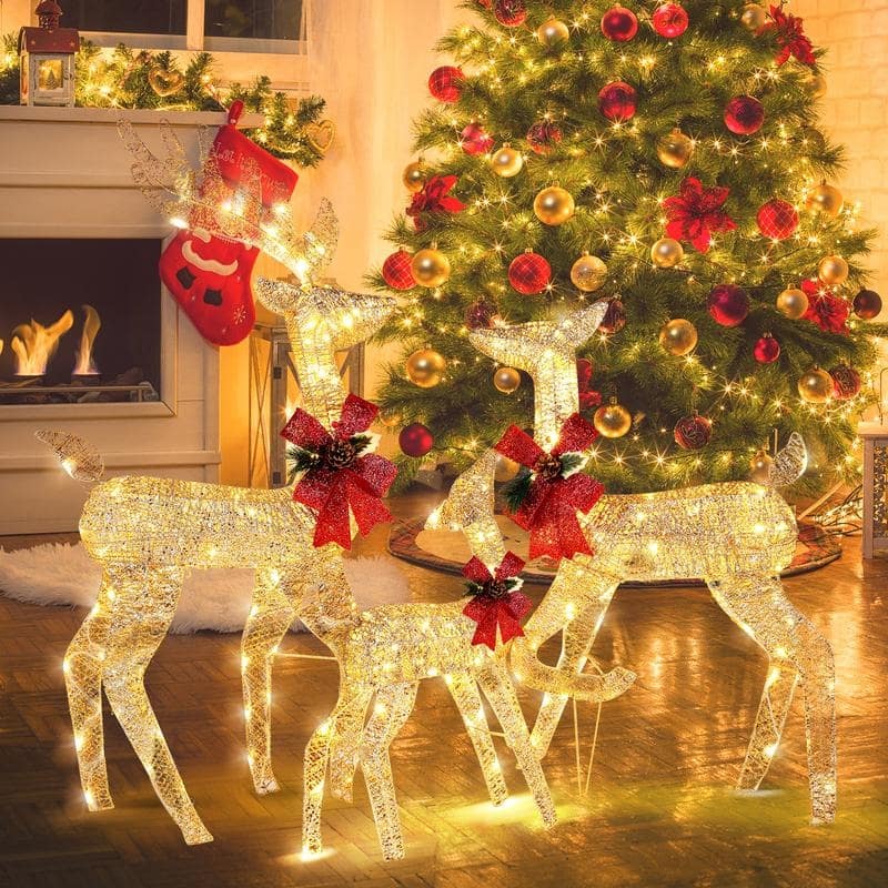 3pcs LED Christmas Family Elk Decoration