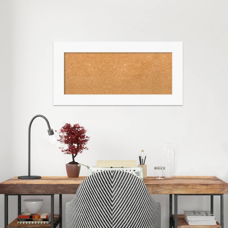 Cabinet White Framed Cork Bulletin Memo Board - 35-Inch x 17-Inch