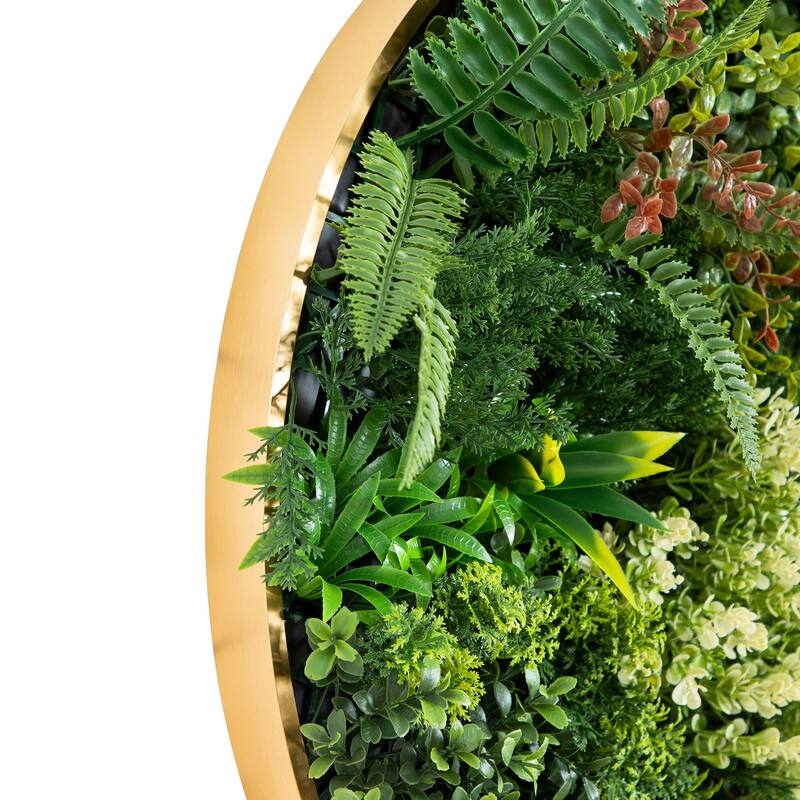 Queensland Rainforest Artificial Round Framed Living Wall Panel - 20"