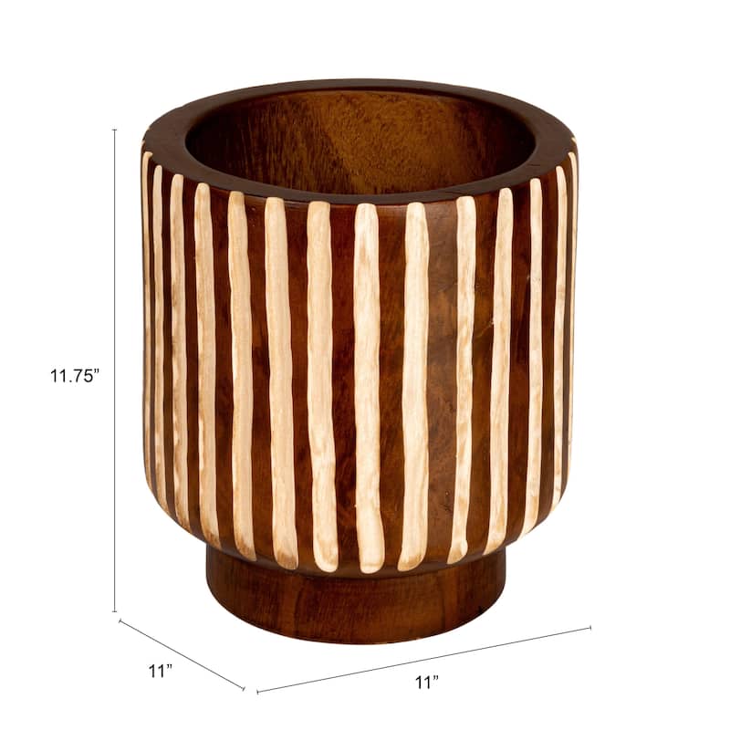 Hand-Carved Wood Planter