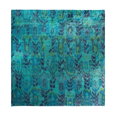 Overdyed One-of-a-Kind Hand-Knotted Square Area Rug - Green - 11' 9" x 12' 1"