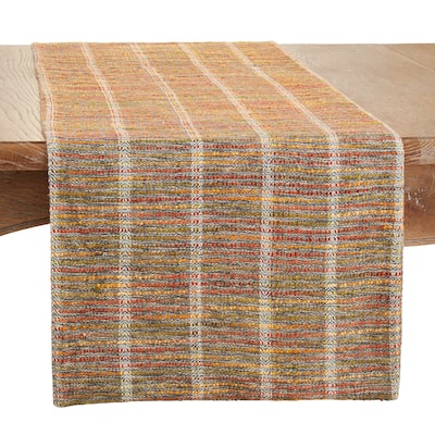 Striped Table Runner With Multicolor Design - 16"x72"