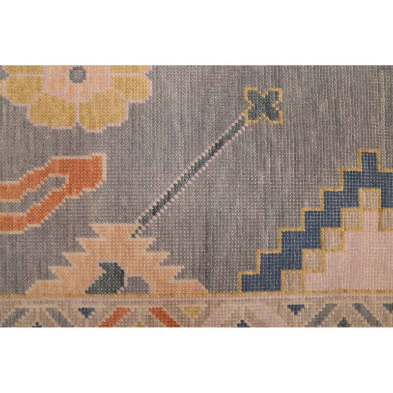 ECARPETGALLERY Hand-knotted Modern Oushak Dark Grey Wool Rug - 8'11 x 11'10