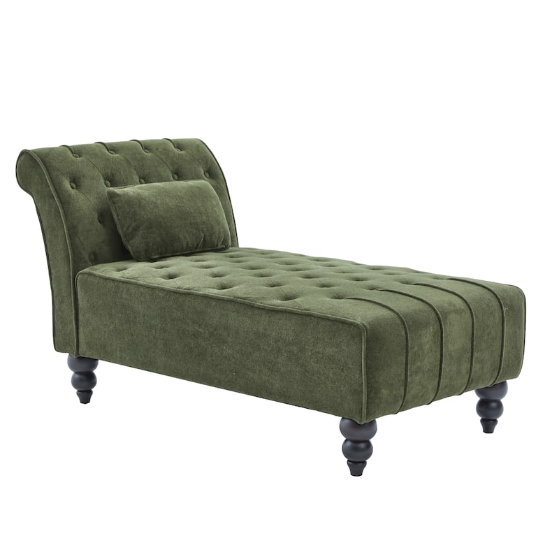 Christopher Knight Home - Classic Indoor Velvet Upholstered Button-Tufted Chaise Lounge Chair with Solid Wood Legs - 54.5"L