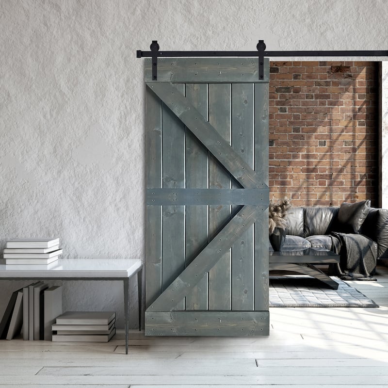 Paneled Wood Barn Door with Installation Hardware Kit - K3 Series