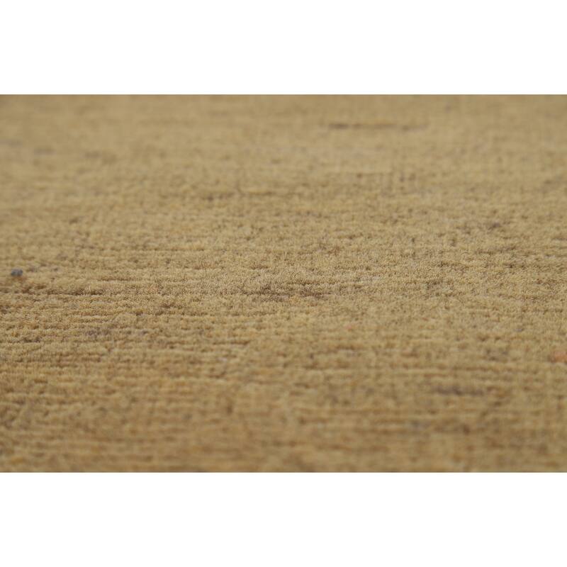 Beige Gold Gabbeh Oriental Area Rug Hand-Knotted Wool Carpet - 5'9" x 8'4"