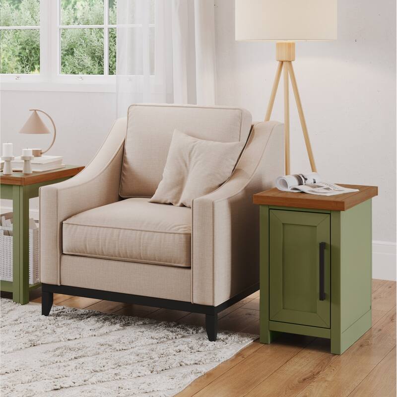 Bridgevine Home Modern Farmhouse 14 inch Chairside Table, No Assembly Required, Two-Tone Finish