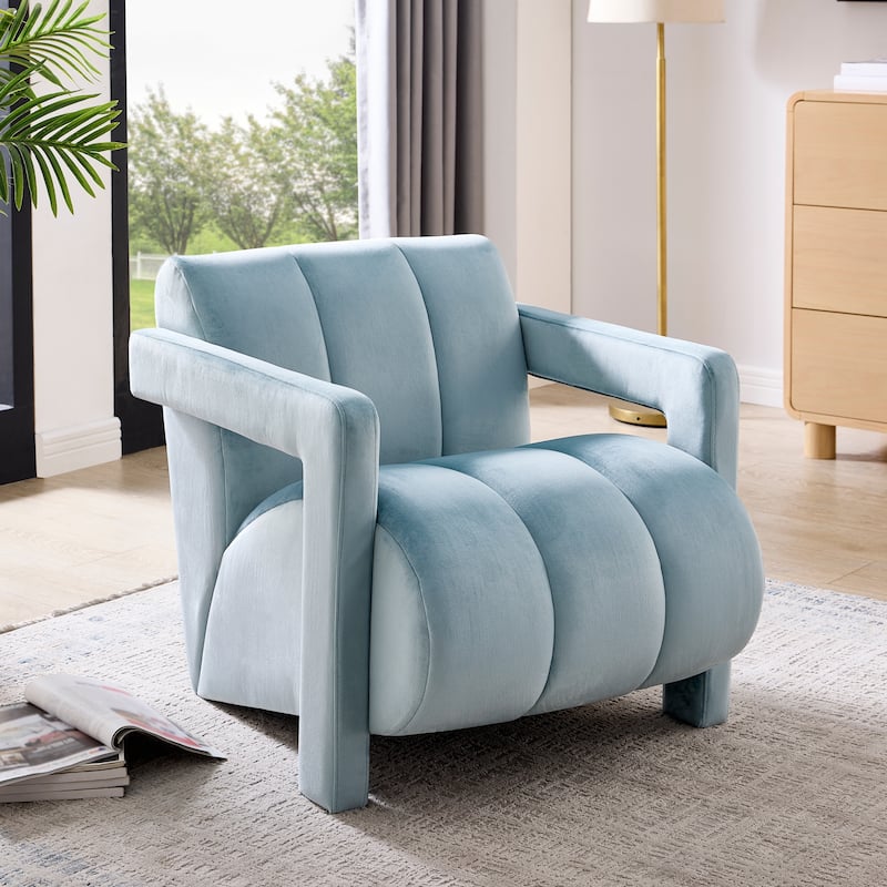 Roundhill Furniture Velmor Contemporary Velvet Accent Armchair - Blue