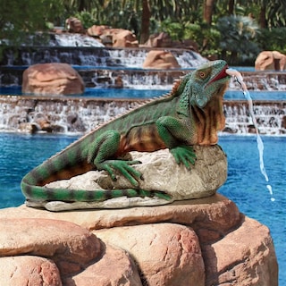 Design Toscano Ike, the Iguana Spitter Piped Statue
