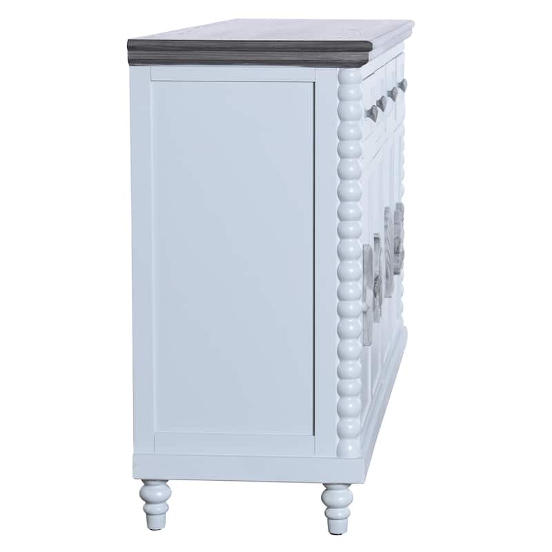 Porch & Den Seavey Weathered Blue and Grey Mist Top 4-Drawer Cabinet