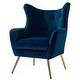 preview thumbnail 46 of 141, Eusebio Tufted Velvet Accent Chair with Wingback, Arms, and Metal Gold Legs for Living Room or Bedroom by HULALA HOME