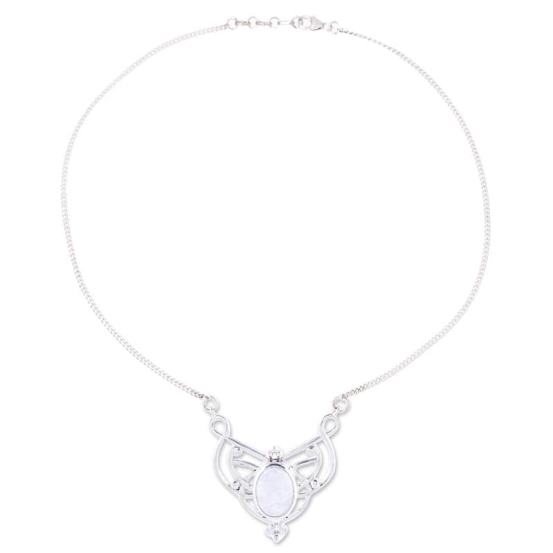 NOVICA Moonrise Queen, Rainbow moonstone pendant necklace