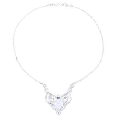 NOVICA Moonrise Queen, Rainbow moonstone pendant necklace