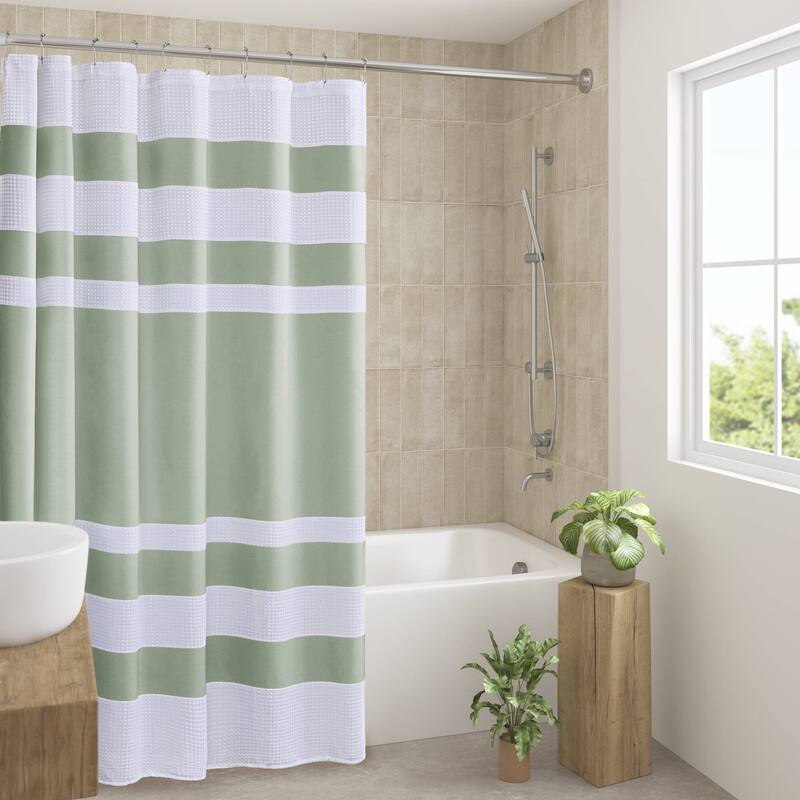 Madison Park Spa Waffle Shower Curtain with 3M Treatment