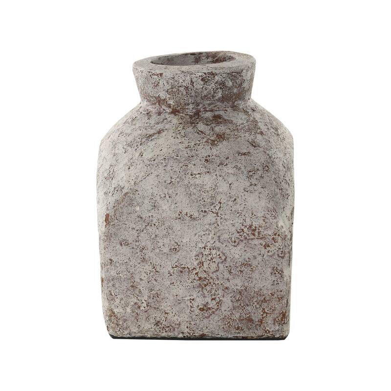 Ceramic Antique Style Textured Square Decorative Vase - Brown - Roche River Decor