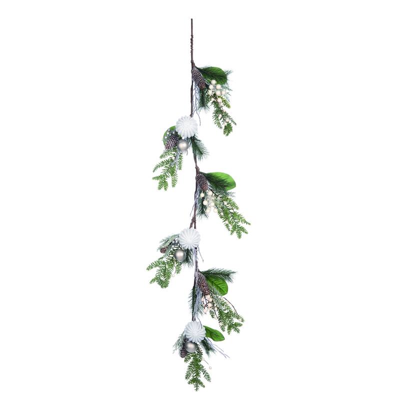 Transpac Foam 60 in. Green Christmas Pom-Pom with Bells Garland