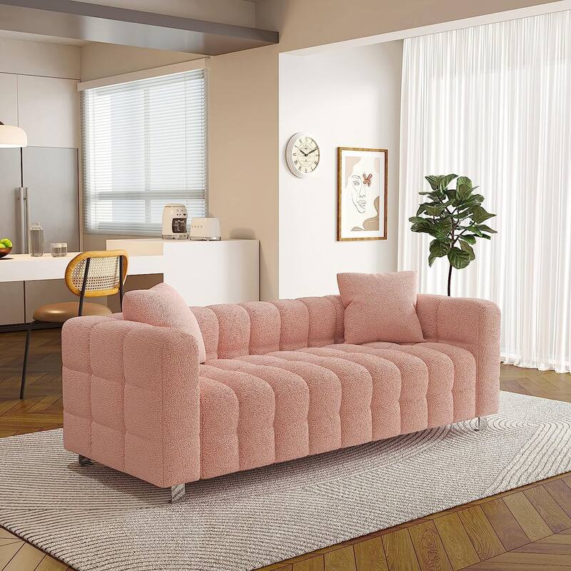 87.4" Teddy Velvet 3-Seater Sofa with Ergonomic & Space-Saving Design