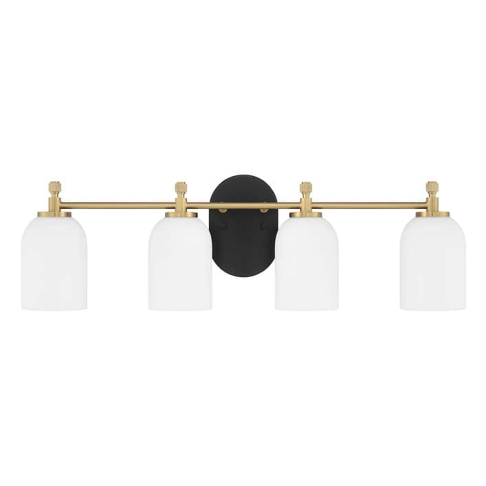 Craftmade 60304 Council 4 Light 29" Wide Vanity Light - Flat Black / Satin Brass