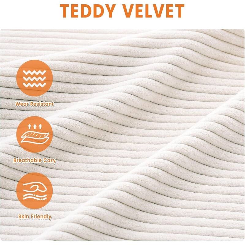 3 Seater Corduroy Upholstered Couches, with Wide Armrests, 83"