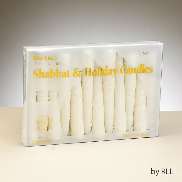 Set of 12 White Premium Handcrafted Shabbat Candles 9 inch - N/A
