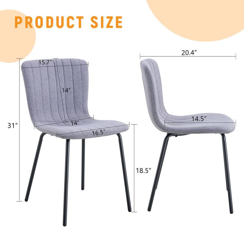 Modern 4 Piece Linen Dining Chair Set with Backrest, Metal Legs, Upholstered for Dining Room Kitchen Bedroom Living Room