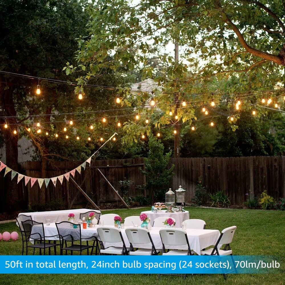 Shop 15 24 Sockets 50ft Extendable Outdoor Patio String Lights