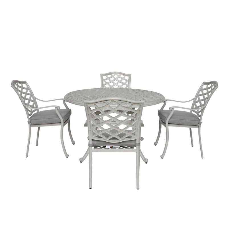 Torino Aluminum 5 Piece Round Dining Set with 4 Arm Chairs - N/A
