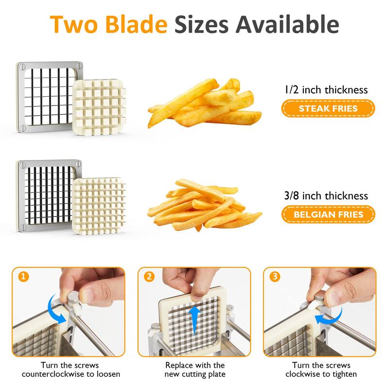 Stainless Steel French Fry Cutter with 2 Blades