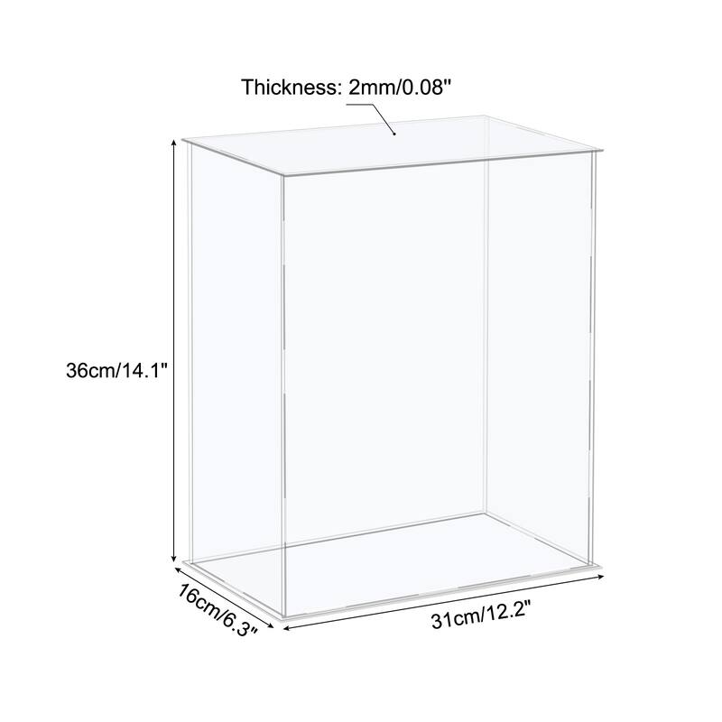 Acrylic Display Case Plastic Box Storage Box Clear Assemble Showcase - 12.2x6.3x14.1 Inch