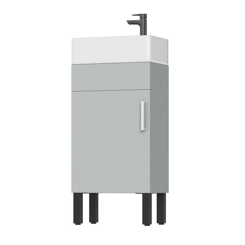 Moasis 37"/24"/16" Wide Bathroom Vanity with Top Mount Sink and Soft Close Door Modern Gray Design