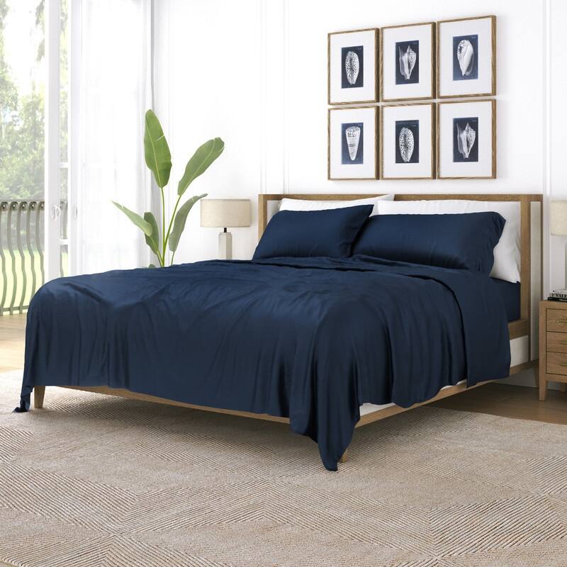 Becky Cameron Luxury Rayon From Bamboo Sheet Set - California King - Navy