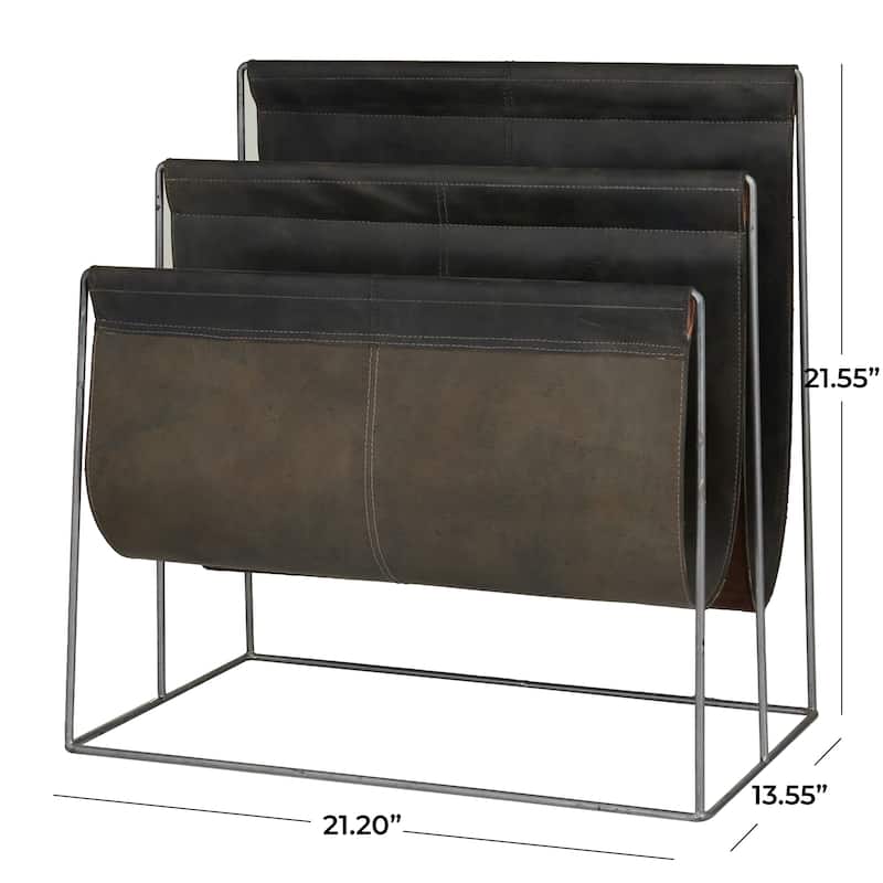 Leather Modern Magazine Holder - 22 x 21 x 14