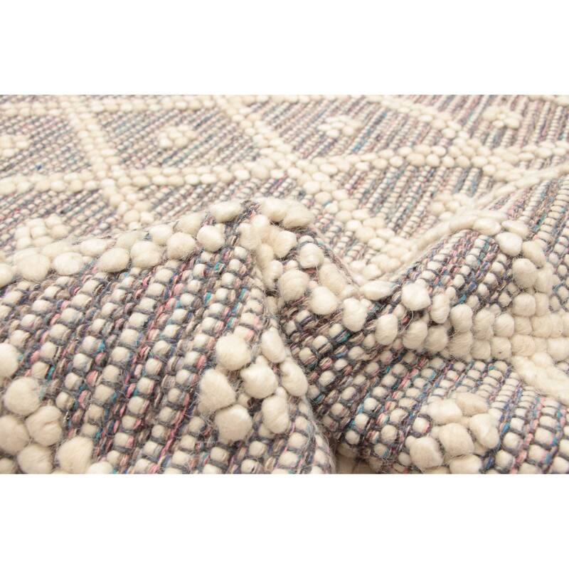 ECARPETGALLERY Braid weave Sienna Grey Wool Rug - 6'1 x 8'11